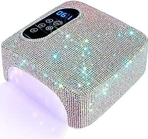 72W UV LED Nail Lamp,Rechargeable Cordless Nail Dryer,Portable Wireless UV Led Nail Light with Full Diamond on Surface,Professional Curing Gel Polish Acrylic Nails Tools for Home & Salon