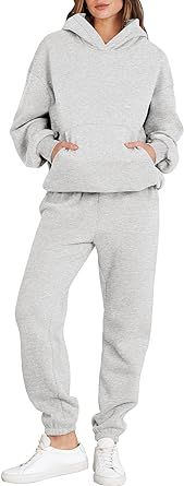 ANRABESS Women 2 Piece Outfits Hoodie Sweatshirt Tracksuit & Oversized Jogger Sweatpants Y2K Sweatsuit Set